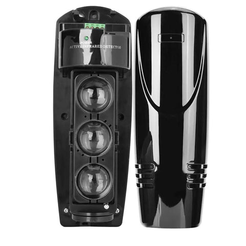 Triple Beam Alarm Photoelectric Infrared LED Detector Security System For Your Pad High Power Infrared Sensor With 90 Percent Power Margin Reliable Home Security Alarm Easy Install Real Time Alerts, black plastic outdoor sensor
