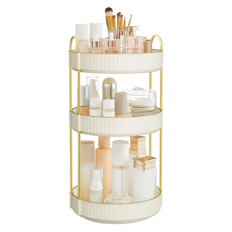 Three Tier Round Rotating Makeup And Skincare Organizer For Vanity Countertop Must Have Customizable Storage Lazy Susan Style