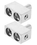 2 Pcs Premium Sonic Badass Car Audio Wire Reducer Dual Amp Input Adapter Aluminum Alloy connectors showcasing dual input design.