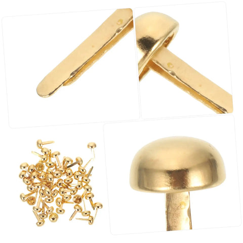 100Pcs Brass Mini Nails And Tacks For Scrapbooking, Card Making, And DIY Paper Craft Embellishments shown in detail view