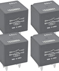 Heavy Duty 12V 40A 4 Pin SPDT Automotive Relay Pack Of 4 Replacement For AC Compressor, Starter And Fan Control, Fits Chevy Silverado, GMC, Buick And More, four gray relays