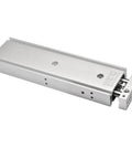 Dual Aluminum Air Cylinder CXSM 20mm 150mm with guide rod plate, side view, silver finish, compact for automation tasks