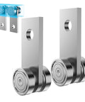 Two Wheel Trolley Assembly Rollers For One And Five Eighth Inch Wide Strut Channel In Garage Pulley System Hoist Details Durable Steel Construction And Smooth Operation For Industrial Or Home Garage Use Silver Finish Two Pack