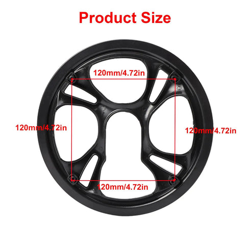 Rugged Bike Chain Guard Protector For Mountain Road And City Bikes With 4 Holes And 48 Teeth Sprocket Compatibility size dimensions