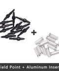 12 Pack Pro Grade Aluminum Arrow Inserts For ID 7.6mm Carbon Arrows And Crossbow Tips, 8-32 Thread, 22mm Length, 10 Grain Per Insert