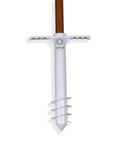 Heavy Duty Beach Umbrella Anchor With Spiral Screw Base Universal Size Fits Most Umbrellas Perfect For Sand Or Grass Keeps Your Beach Shade Steady In Windy Conditions White, shown up close with spiral base and handle visibility.