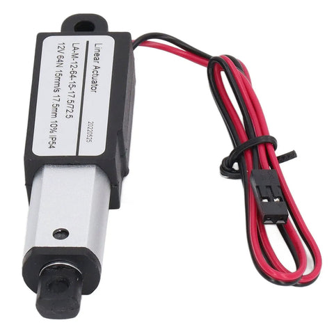 12V Micro Linear Actuator with Aluminum ABS Body, red wires, 17.5mm Stroke, for Agricultural Machinery and Automation