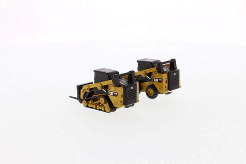 1 64 Scale Cat Skid Steer Loader And 297D2 Compact Track Loader Set With Diecast Metal Construction Clear Cab Windows Interchangeable Accessories