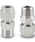 Yoebor stainless steel 304 compression tube fittings, straight adapters with double ferrules, 3/8 in OD x 3/8 in NPT male, pack of 2