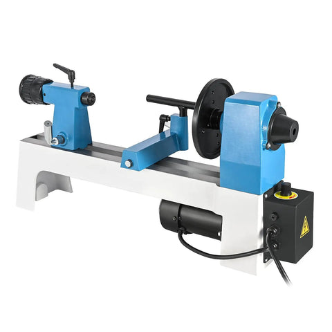 Compact Benchtop Wood Lathe 8x12 Inch Bed 1/3 HP With Infinitely Variable Speed 750-3200 RPM MT1 Spindle And Tailstock Tapers