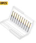 WEXWE 10-piece TiN-coated solid carbide end mills, 2.0 mm diameter, 1/8" shank in clear plastic case