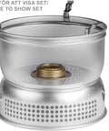 25-5 Nonstick Alcohol Stove Kit With Brass Spirit Burner shown in metallic finish, ideal for backcountry camping.