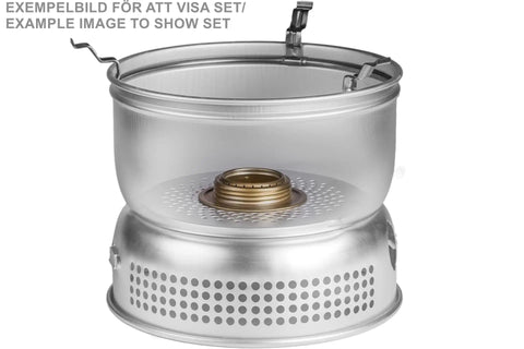 25-5 Nonstick Alcohol Stove Kit With Brass Spirit Burner shown in metallic finish, ideal for backcountry camping.
