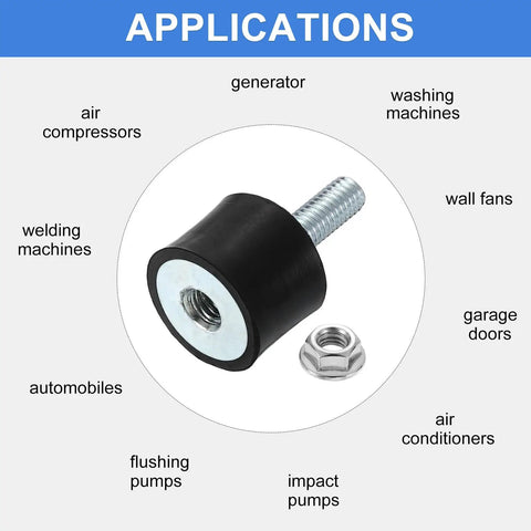 M6 Heavy Duty Rubber Mounts 4 Pack Durable Rubber Cylindrical Anti Vibration Isolators for Cars, Generators, Air Compressors