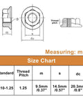 50 Pcs Hex Flange Nuts M10 X 1.25mm Stainless Steel 304 Serrated Flange Lock Nuts Bright Finish Deep Full Thread Heavy Duty for Auto Marine and DIY Projects size chart