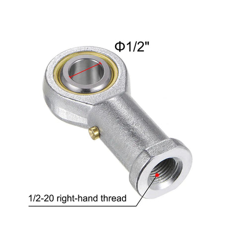 Two Pack One Half Inch Female Rod End Bearing PHSB8 With One Half Twenty Right Hand Thread Self Lubricating Joint Jam Nut Included, 1/2-inch