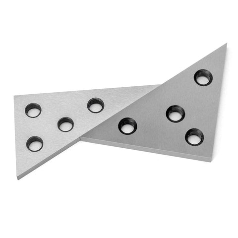 QWORK solid angle plate set: two metal triangular angle blocks with 30-60-90 and 45-45-90 degrees and through-holes