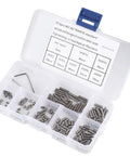 Heavy Duty M3 Captive Screws 212 Piece Hardware Kit 304 Stainless Steel Fasteners With Storage Box organized in compartments.