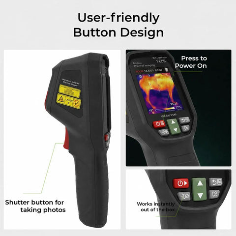 Equine Infrared Thermal Imaging Camera For Horses, Handheld Health Monitor With 240x240 Resolution, side view with button controls
