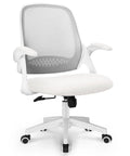 Ergonomic Mesh Office Chair With Lumbar Support And Adjustable Height For Gaming And Work Breathable Backrest Swivel Rolling Wheels Flip Up Armrests Space Saving Design For Home Office Ivory