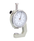Round Dial Thickness Gauge 0 To 10mm With 0.01mm Resolution, Portable Spring Loaded Tester, close-up of dial face with measurement markings.