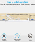 Cross-section showing 12 Pack 6 Inch Ultra Thin LED Recessed Down Lights with J Box 3000K installation details, insulation safe.