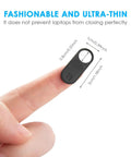 Dead Nuts Secure Webcam Slide Cover For Laptop Macbook And Phone Lock Down Private Feeds With Slick Glide Action Tight Fit Black Three Pack on fingertip, showcasing ultra-thin design.