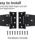 Heavy Duty Gate Hinges 4 Pack 3.5 Inch Black T Strap Hinges For Wooden Gates And Fences Outdoor With Screws Rust Resistant