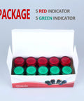 10 Pack LED Indicator Lights 22mm Panel Mount 0.87 Inch Hole 24V AC DC 20mA Energy Saving Green Red Set in box