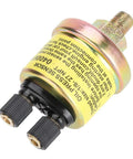 Universal Replacement Engine Oil Pressure Sensor Fits Aftermarket Gauges Slick 1/8 Npt Dual End Design top view with gold and black housing.