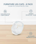 Clear Trim To Fit Furniture Leg Protectors With Adjustable Glides PVC Floor Pads For Hardwood Tile And Laminate Floors 8 Pack Low Key Transparent Design.