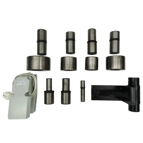 Various parts and components for the Heavy Duty Electric Rebar Bender With Zero To One Eighty Degree Adjustable Pivot.