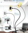 Super Sharp 4K Streaming Webcam With Auto Focus And Soft Key Light For Pc Laptop Desk Setup shown with 360-degree flexible hose and clip.