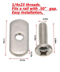 Built Tough Stainless Steel Kayak Rail Track Screws and Nuts Replacement Kit For Kayaks Canoes Boats size details