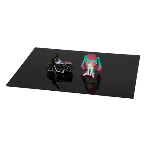 DIY Friendly Opaque Black Acrylic Sheet Pack Of Two 12 By 16 Inches One Eighth Inch Thick Cast Plexiglass Panels For Craft Projects Laser Cutting Photography And Sign Making Weatherproof UV Resistant High Gloss Finish shown with toy models.