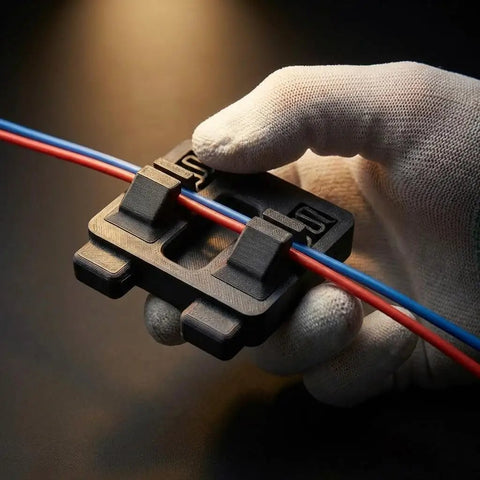 2 Pcs Hands Free Electric Wire Welding Fixture Portable Soldering Jig Tool Helping Hands Clamps holding red and blue wires securely.