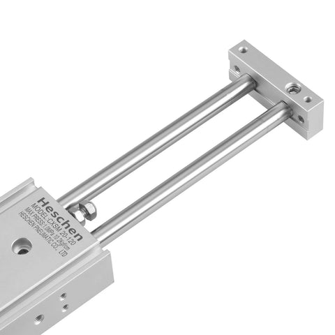 Dual Aluminum Pneumatic Cylinder With 20mm Bore And 120mm Stroke Guide Rod Plate Double Acting Cushioned Slide Bearing