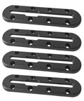 Four Pack 9.9 Inch Low Profile Kayak Gear Track Rails For Flat Surfaces, black plastic track rails set