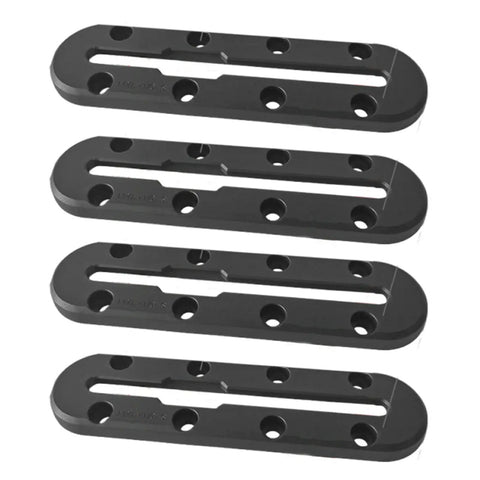 Four Pack 9.9 Inch Low Profile Kayak Gear Track Rails For Flat Surfaces, black plastic track rails set