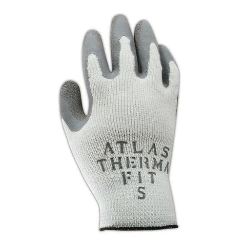 Atlas Thermal Fit Knit Glove With Rubber Coating Gray Large Pack Of 12 Men's X Large showing textured palm and seamless design