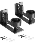 Adjustable Floor Guide For All Sliding Barn Doors With Eight Setup Options, Flush Bottom Design, Flat Stay Roller, Set Of 2, made of steel and POM nylon