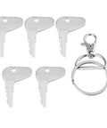 Ignition Key Replacement Kit 5 Piece For Kubota Mahindra Mitsubishi Case Cad Tractors And Construction Equipment visible with keychain
