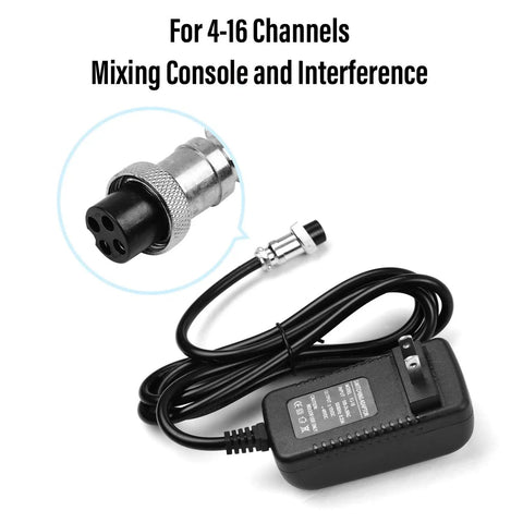 Plug-And-Play Power Supply Adapter For 2-16 Channel DJ Audio Mixers F4 F7 CT4-16 DJ-Grade Universal 15V DC 4-Pin Connector with cable
