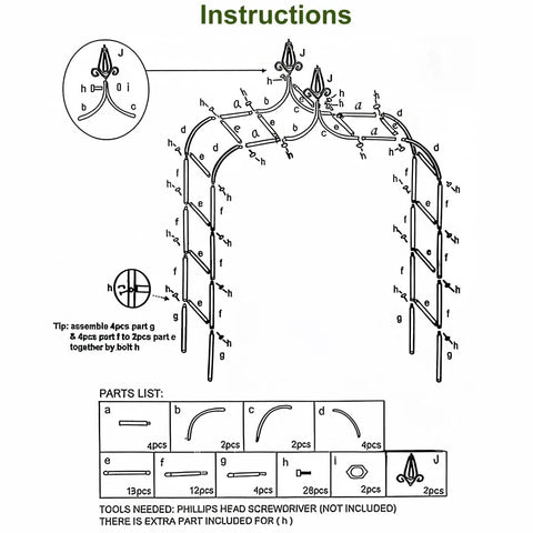Assembly instructions for Thickened Metal Garden Arch With 16mm Pipe Diameter Beefy Heavy Duty Gothic Double Spire Arbor For Climbing Plants Roses And Vines Ideal Wedding And Bridal Party Patio Decor Black XL