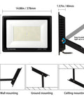 Two Pack 240W LED Flood Light Outdoor, 24000 Lumens, IP66 Waterproof, mounting options, plug in with switch, 5.9ft wire