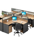 Built Tough Four Person Office Desk And Chair Combo Heavy Duty Steel Workstation with noise blocking panels and spacious layout.