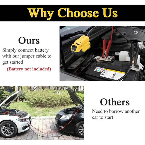 Comparison of Jump Start Cables For Cars With A No Brainer Adapter vs traditional jump starter setup in action on cars.