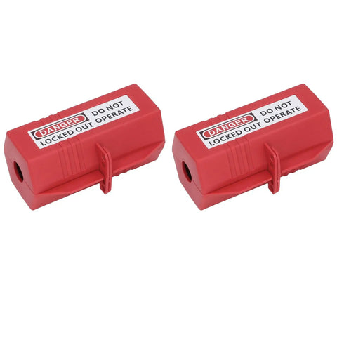 No Nonsense Heavy Duty Power Plug Lockout Devices 2 Pack For Industrial Electrical Projects Rock Solid Plastic Design Stops Unauthorized Equipment Access Dead Straightforward Job Site Safety