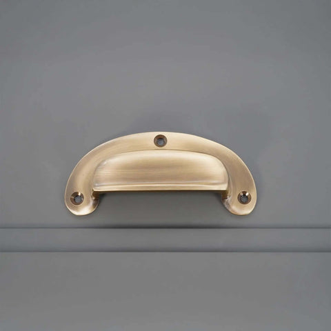 Antique Brass Cup Pull Handle With Ergonomic Grip for Cabinets Drawers Wardrobes and Kitchen Cupboards Traditional Cupboard Hardware