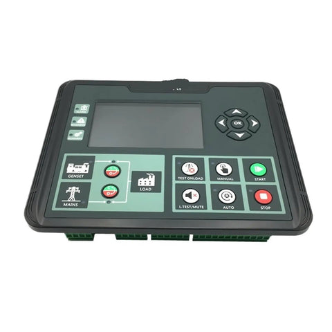 Genny Controller With LCD Display MK2 For DC70D DC72D DC70DR DC72DR Genset Spare Parts Self Start Control Board Replacement Upgrade For Reliable Performance And Easy Install Any Time. black LCD generator control panel with start stop buttons